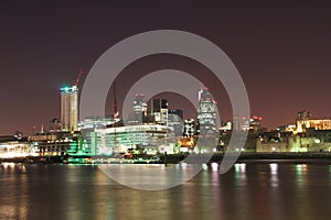 London City Thames bank skyline at night