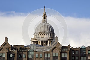 London cityscape across the River Thames with a view of St Pauls Cathedral, London, England, UK, May 20