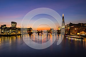 London cityscape during sunrise