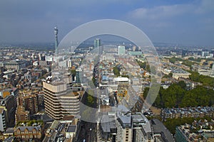 London cityscape towards BT Tower