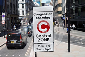 London Congestion Charging Zone Sign photo