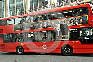 London double decker bus with Downton Abbey movie ad