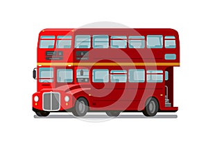 London double-decker red bus. England symbol. Vector flat illustration