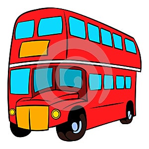 London double decker red bus icon cartoon