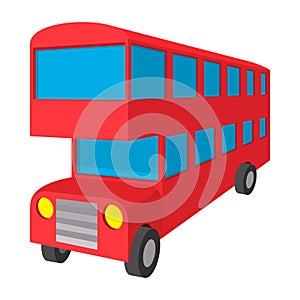 London double decker red bus icon, cartoon style