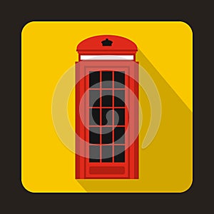 London double decker red bus icon, flat style