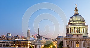 London at dusk. Magnificence of St Paul Cathedral