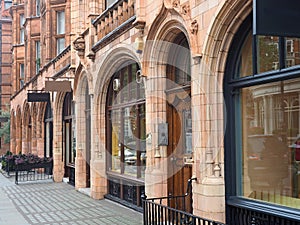 London, elegant terracotta storefronts