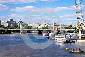 London, England, 14th of May 2020: View of the pier next to the Millenium Wheel