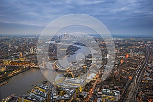 London, England - Aerial Skyline view of London