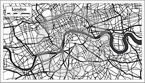 London England City Map in Retro Style in Black and White Color. Outline Map