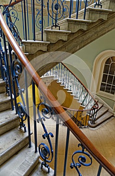 Spiral staircase inside the Courtauld Gallery, Somerset House, London