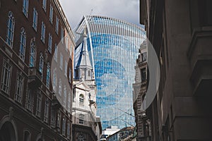 London, England - Downtown view of old and new buildings