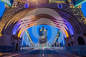 London, England - Entrace of the beautiful colorful Tower Bridge photo