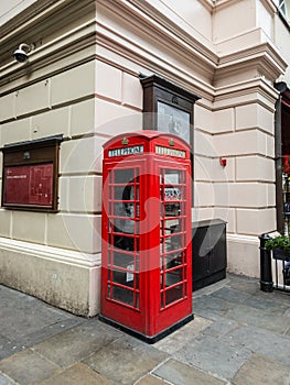 London, England - The iconic british old red telephone box