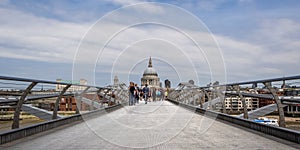 Architectural detail of The Millennium Bridge in the city of London, England