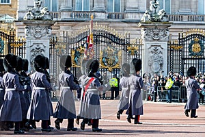 London, England - March 06, 2017: The change of the guards in fr