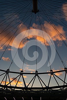 London, England - September 21, 2018: View of London Eye at sunset London Eye is a famous tourist attraction