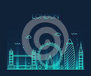 London England Trendy illustration line art style