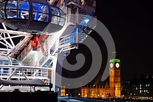 London Eye and Big Ben by night