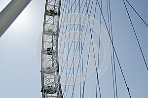 London eye landmark with blue sky background