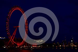 The London eye at night