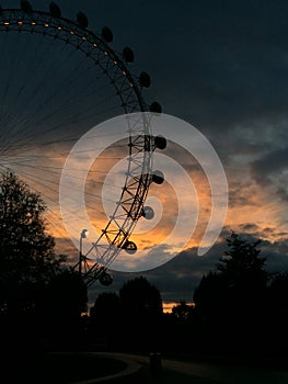 London eye sunset