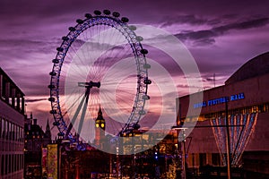 London Eye at sunset