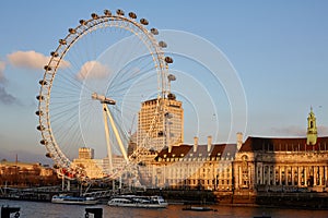The London Eye during sunset