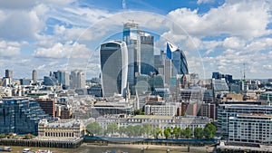 London Finance City Center or the Bank of River Thames with office Skyscrapers