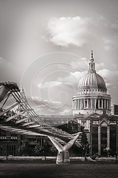 A London fine art landscape for print from Millennium Bridge to St. Paul Chatedral