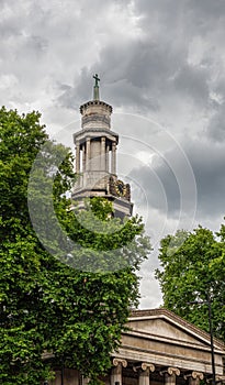 Tower and Pediment of St. Pancras New Church, London, Great Britain photo