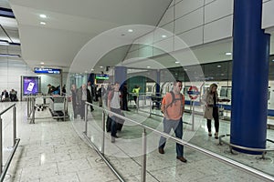 LONDON, ENGLAND - SEPTEMBER 27, 2017: London Heathrow International Airport. Underground Station