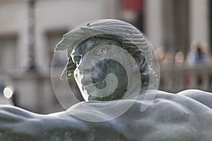 Trafalgar Square fountain close-up of a mermaid