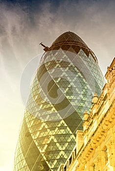 LONDON - JUNE 13: View of Gherkin building (30 St Mary Axe) at s