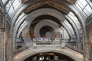 LONDON - JUNE 10 : People at the Top of a Staircase at the Natural History Museum in London on June 10, 2015. Unidentified people.