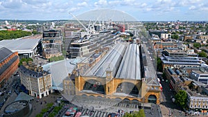 London Kings Cross and St Pancras Train stations from above - aerial view photo