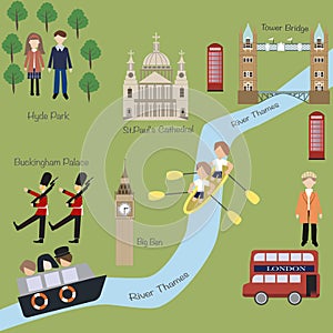 London map in cartoon style