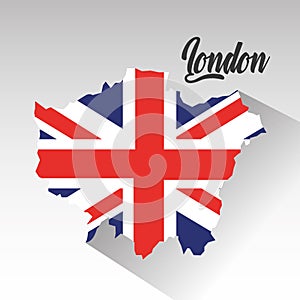 London map with england flag inside