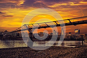 London Millennium bridge skyline UK