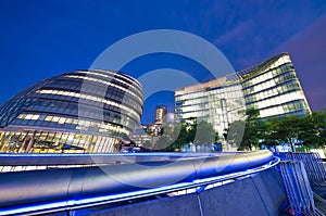 London modern nightskyline along city river