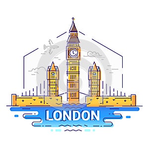 London - modern vector line travel illustration