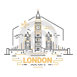 London - modern vector line travel illustration
