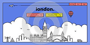 London Modern Web Banner Design with Vector Linear Skyline