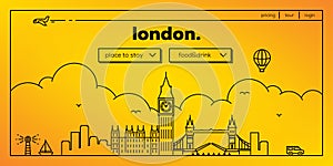 London Modern Web Banner Design with Vector Linear Skyline