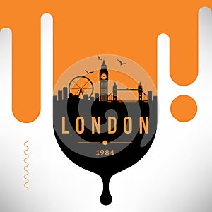 London Modern Web Banner Design with Vector Skyline