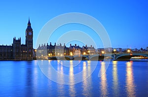 London night skyline of Parliament Big Ben