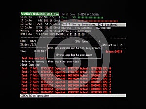 LONDON - OCT 2020: PassMark MemTest86 ram test