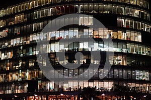 London office building illuminated at night