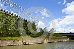 London Olympic Stadium and the River Lea